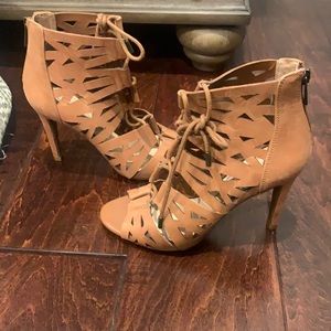 Jessica Simpson brown/tan stilettos with lace up